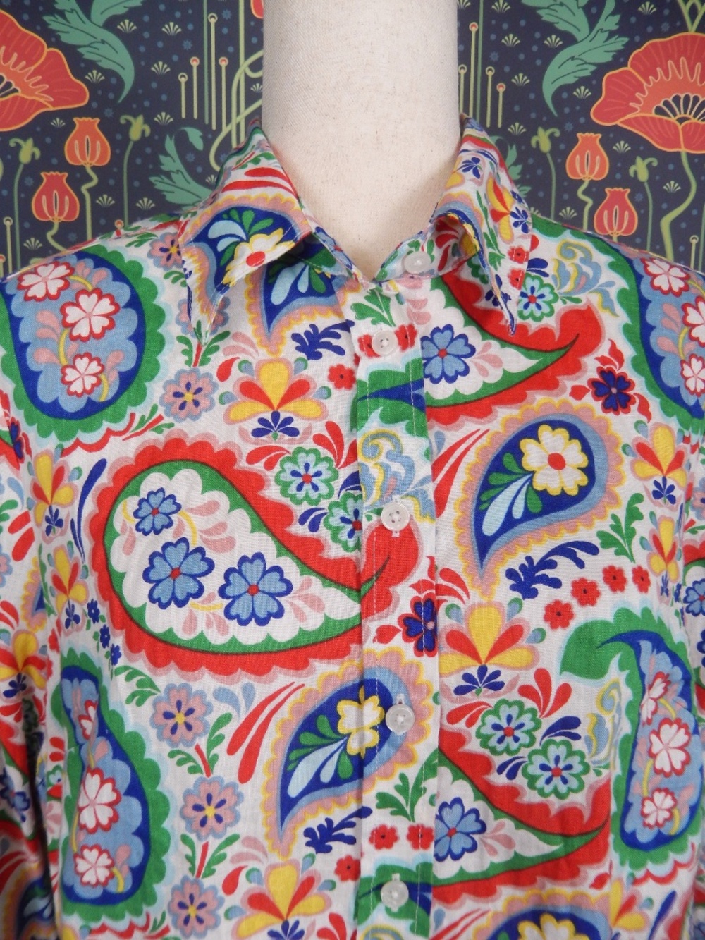 Boden Sienna Paisley Linen Button Down Shirt Top US 12 - Picture 4 of 7